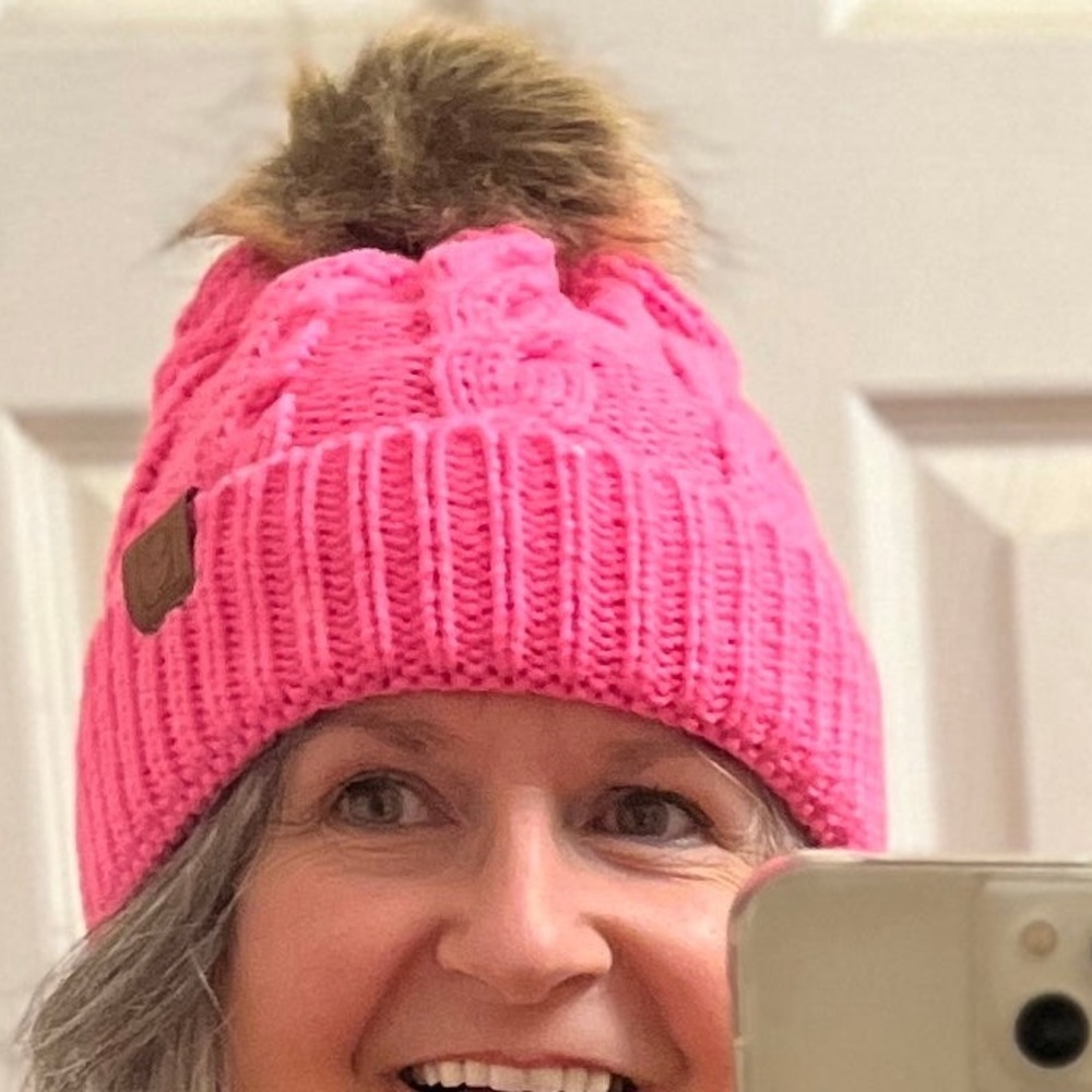 Cozy Pink Knit Pom-Pom Beanie